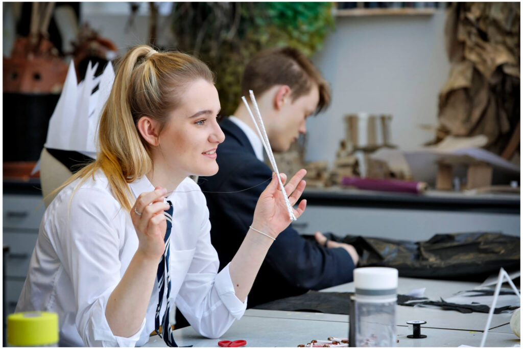Senior school student enjoying art lessons