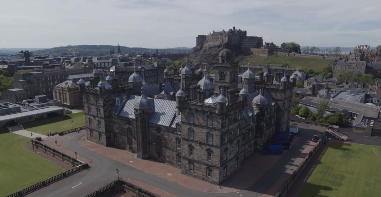 Aerial View of George Heriot's School and Edinburgh Castle
