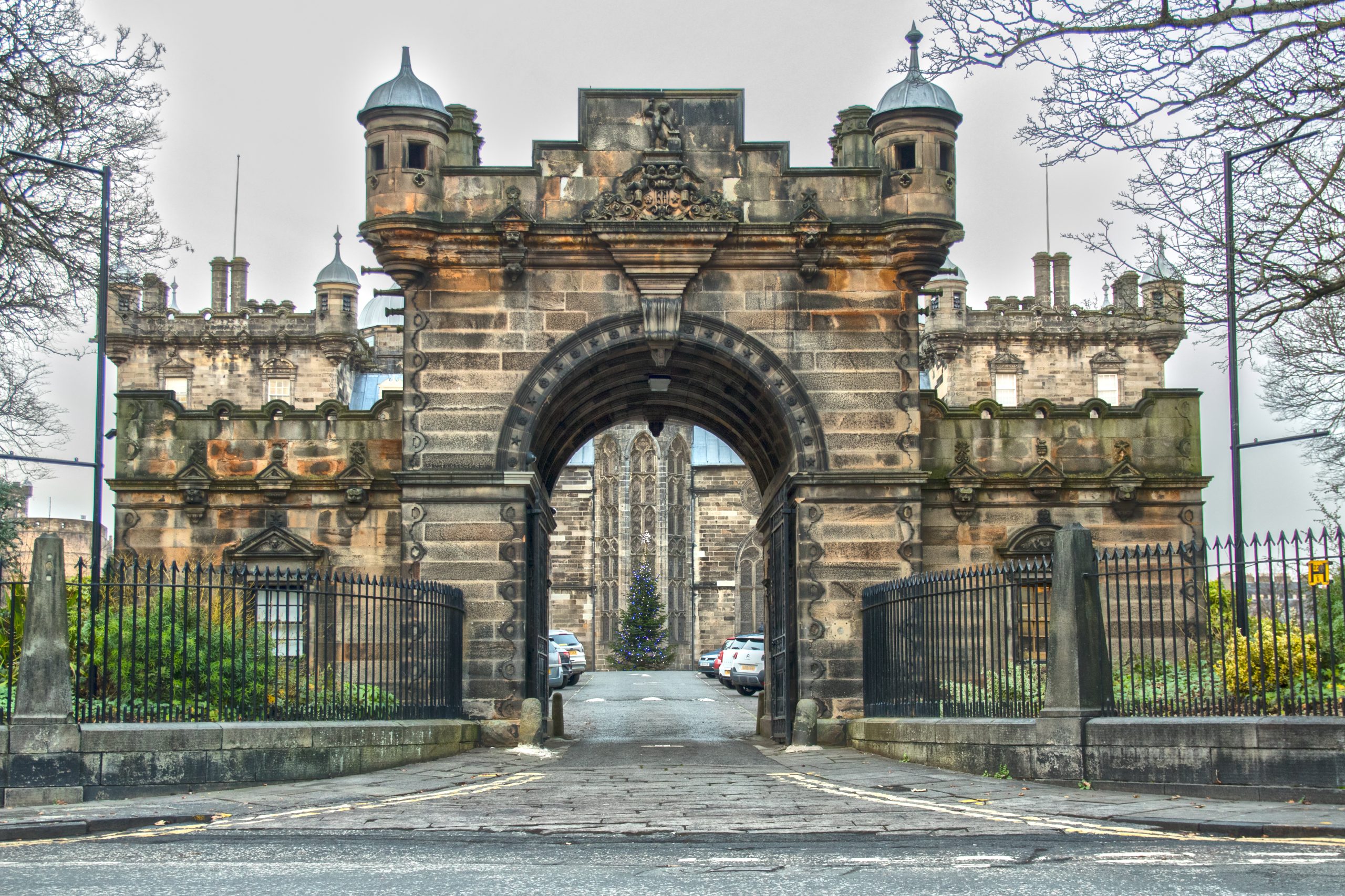 Stone building with an archway